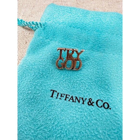 Tiffany & Co. Other - Vintage Tiffany & Co Try God Sterling Silver Lapel Pin Religious Faith Jewelry